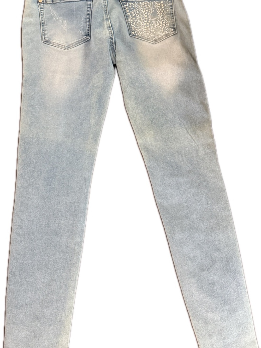 VENUS Light Blue Distressed Skinny Jeans with Pearl Embellishment - Picture 5 of 7
